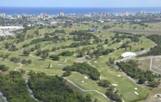 Aerial view of a golf course.