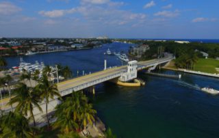 An aerial shot of the Intracoastal Waterway in Pompano Beach, Florida