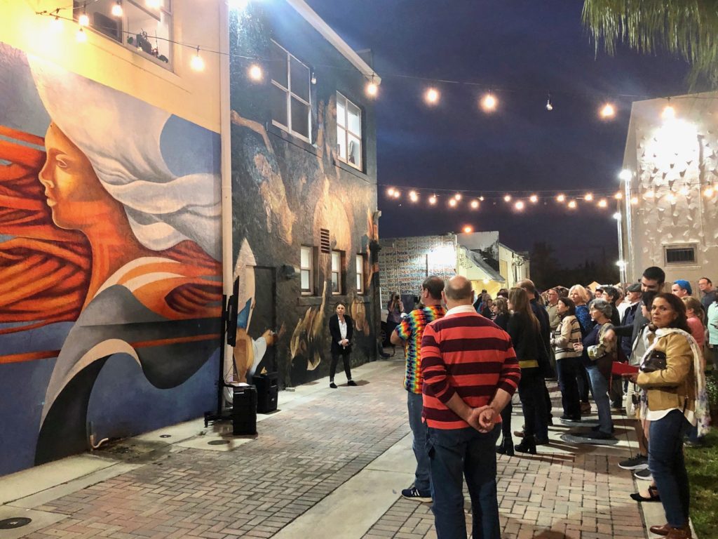 A mural being unveiled in Old Town Pompano Beach
