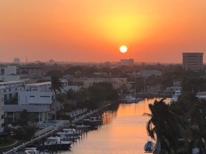 A sunset in Pompano Beach over the Intracoastal Waterway